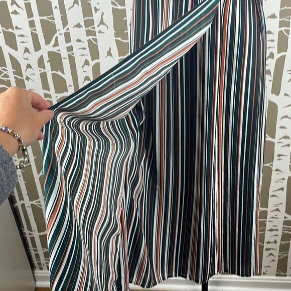 Forever 21 Contemporary Striped Wrap Midi Dress S - Picture 6 of 9